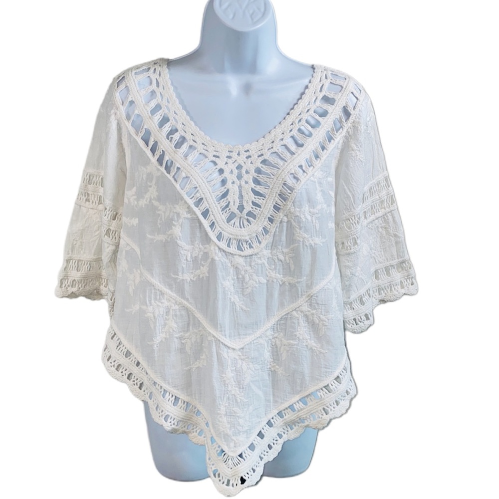 Beautiful Love J Off The Shoulder Boho Chic Crochet Smock Top Size M